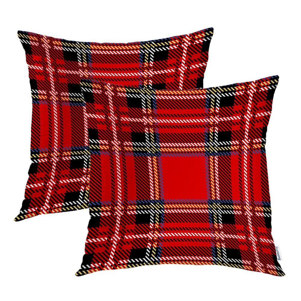 2420 Tartan Plaid Decorative Pillow Covers, Royal Stewart Classic Red